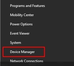 Start button and select Device Manager