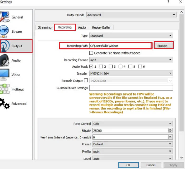 obs studio windows 10 save recording